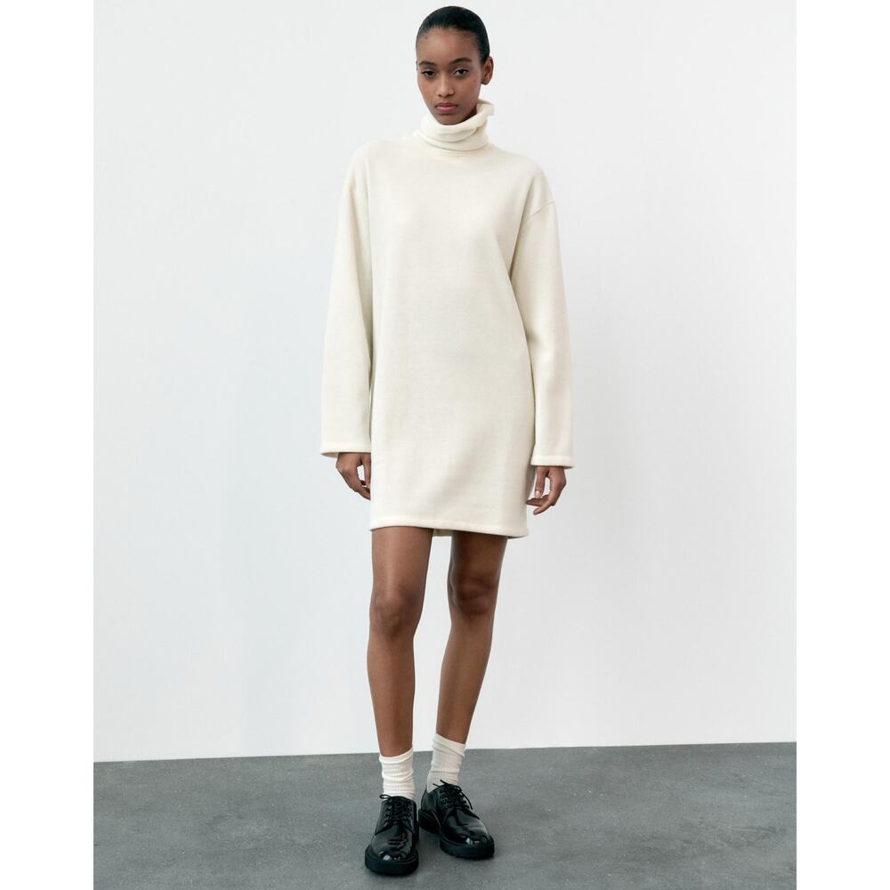 ZARA Knit Dress Womens Size Large Lagom Minimalist Beigecore Normcore Neutral